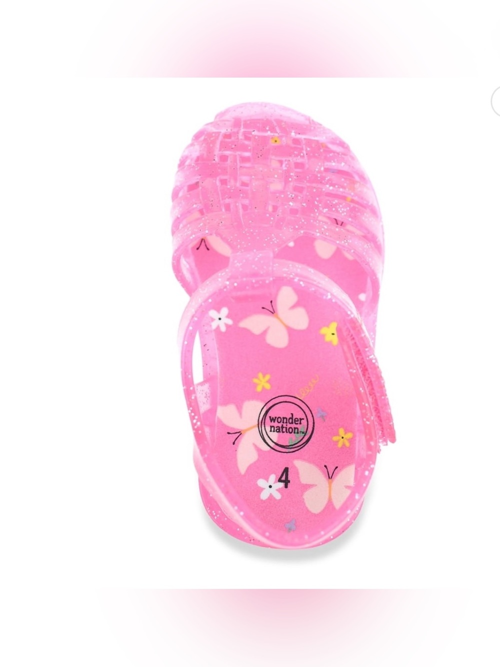 NWT Wonder Nation Girls Pink Glitter Jelly Fisherman Sandals Size 6 Toddler